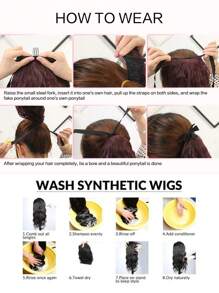 Synthetic Long Wavy Curly Ponytail For Women Ribbon Drawstring Tied To Hair Tail Hair Extension Natural Fake Hairpiece