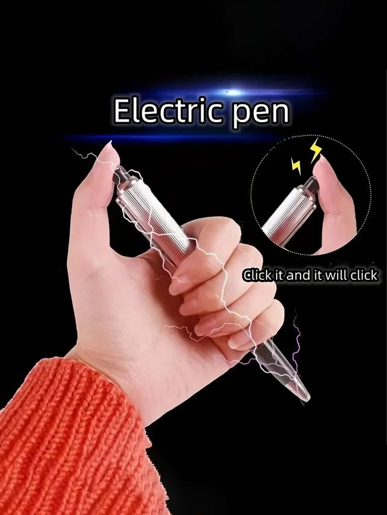 Creative Tool Electric Shock Pen, People Can Use It As A Ballpoint Pen To Relieve Pressure And Play Tricks On Classmates In The Classroom. - Black - View 1