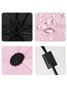 旅行雨傘,緊湊型防水防紫外線折疊傘,手動開關,防曬輕巧,防風抗紫外線 - 粉色 - 查看 8