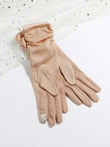 1pair Ladies' Solid Color Uv Protection Full Finger Touchscreen Non-Slip Gloves Breathable Summer Outdoor Sports Gloves For Driving Cycling - Multicolor - View 6