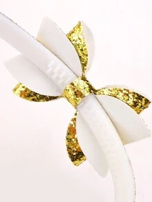1只金色閃粉蝴蝶結髮夾,適合兒童髮飾配件 - 金色 - 查看 3