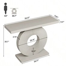 Tribesigns Modern Console Table With Geometric Base, 40 Inch Wood Entryway Table Sofa Table Narrow Long, Contemporary Accent Table For Living Room, Entryway, Hallway - Grey - View 7