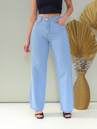 Calça Wide Leg Jeans Lisa