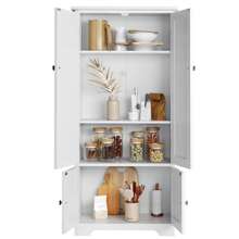 Furchen Kitchen Cupboard,Storage Cabinet With 4 Doors Adjustable Shelves 58.2x31.5x123cm White - White - View 7