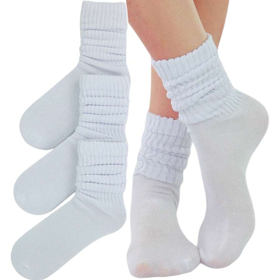 ToBeInStyle Pack Of 3 Of Colorful Unisex Fashion Slouch Socks - White - View 1