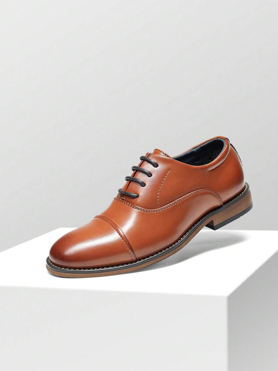 Boy's Classic Kids Oxfords Lace-Up Dress Shoes For Little Big Kid - 棕色 - 查看 1