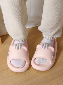 Sandalia Decorativo De Orejas De Gato Encantadoras Sandalias De Elasticidad Frías Antideslizantes Interiores Y Exteriores Con Suelas Gruesas Y Resistentes al Desgaste - Rosa - Ver 3