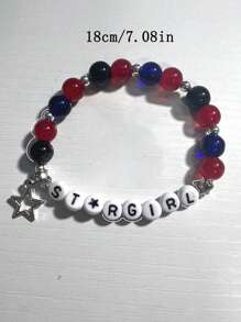 1 Stück Süße Und Coole Natürliche Perlen Handgemachte Stern Und Runde Perlen Armband Für Damen Tägliches Tragen Und Partys - Verschiedenfarbig - Übersicht 3