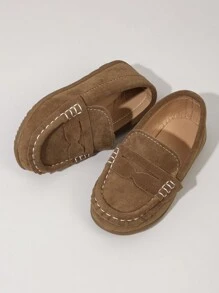 1 Paar Kinder Handgemacht Lederimitat, leichte, wasserfeste, rutschfeste, runde Spitze, flache Lässig-Loafer, geeignet für den Frühling