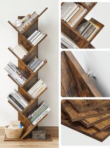 VASAGLE Librería en Forma de Árbol, Estantería de Libros de 9 Niveles, Estantería para CDs y DVDs, Estantería de Pie, para Salón, Estudio, Oficina, Habitación Infantil, Marrón Rústico - Marrón - Ver 7