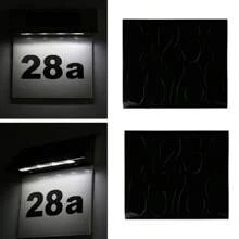 1 件小型/大型太阳能壁挂式门牌灯 - 数字、字母、不锈钢/ABS 混合材质，户外花园照明，适用于小路、庭院、露台 - 銀色小門牌燈 - 查看 4