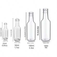 50Pcs Mini Liquor Bottles - Reusable Plastic 0.85oz/ 1.7oz /3.3oz/ 5oz Empty Spirit Bottle Plastic Alcohol Shot Bottles Airtight Shot Bottles Miniature Bottles For Party Favors- Miniature Bottles Juice Bottles For Weddings,Parties, Portable Accessories Storage