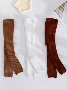 3 件装棕色调女婴 Maillard 及膝紧身裤，春季系列