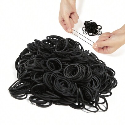 500/1000/2000pcs Black Hair Rubber Bands For Hair Ties Small Elastics Bands Large Hair Braiding Ponytail Holders For Baby Toddler Girls Kids Thick Hair Mini Bands 16mm Back To School