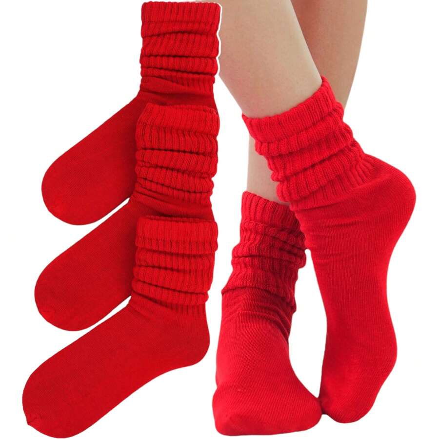 Calcetines por Encima de la Rodilla de Mujer - Rojo - Ver 1