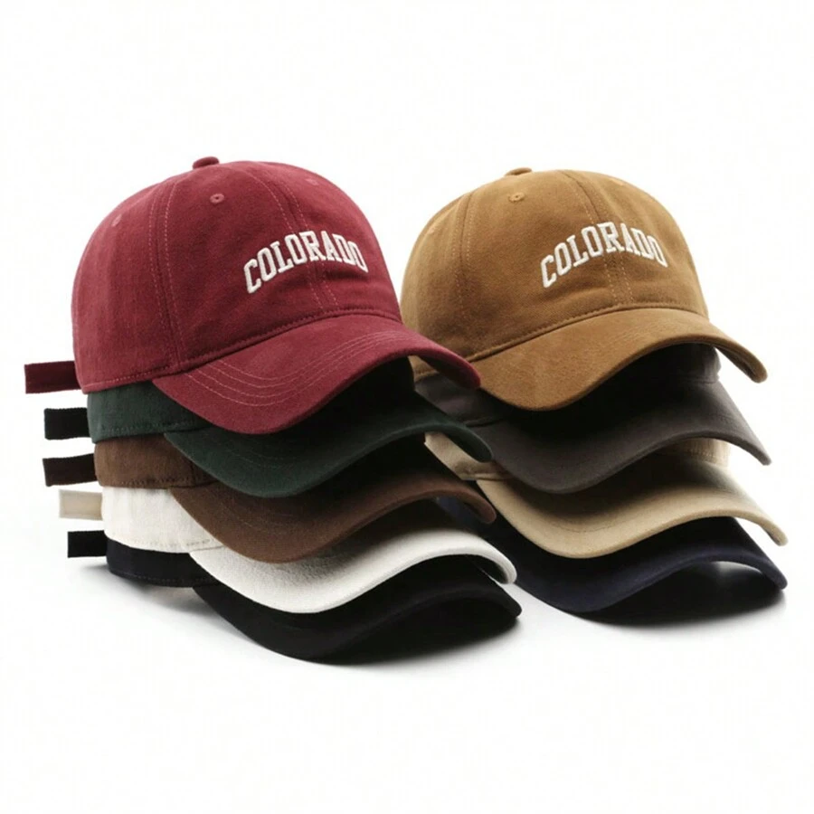 1件日式秋冬時尚復古字母刺繡棒球帽，男女款戶外運動防曬棒球帽 - 彩色 - 查看 1