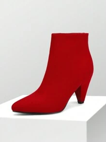 Women's Light Grey Suedes Pointed Toe High Heel Ankle Booties - Đỏ - Xem 4