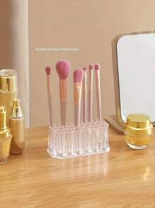 1 pièce Porte-pinceaux de maquillage en acrylique, organisateur de vernis à ongles. Boîte de rangement et d'affichage de cosmétiques transparente pour pinceaux, étuis à rouge à lèvres, mascara, etc. 26 emplacements. Idéal pour les vacances, la salle de bain, la chambre. Grande capacité, sac de maquillage, indispensable de voyage. - Transparent - Voir 4