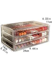 1 件透明壓克力桌面口紅唇釉化妝抽屜收納盒化妝品梳妝台收納盒防塵展示架 - 無色 - 查看 7