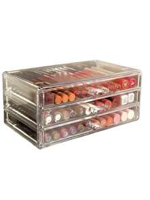 1 件透明壓克力桌面口紅唇釉化妝抽屜收納盒化妝品梳妝台收納盒防塵展示架 - 無色 - 查看 6