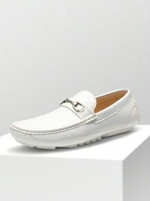 Men's Soft Sole Penny Loafers Slip On Comfort Driving Shoes Business Formal Shoes - trắng - Xem 2