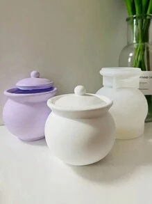 带盖树脂罐模具，用于环氧树脂烛台、储藏瓶树脂模具、糖果容器、混凝土烛台糖果首饰盒、家居装饰 - 白色 - 查看 8