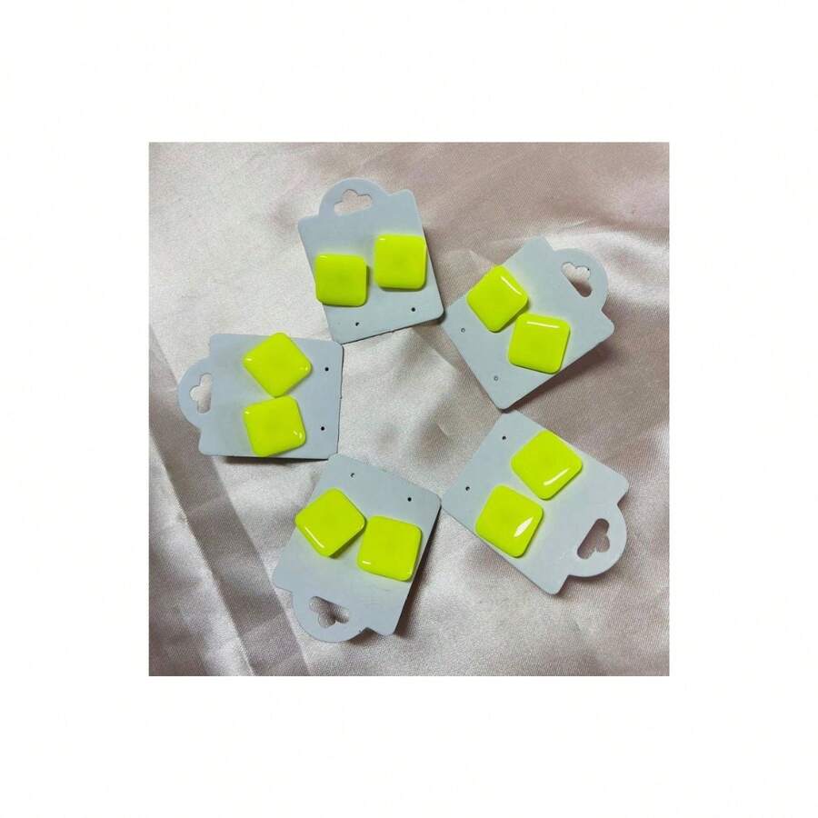 Stud Earrings - màu vàng-xanh - Xem 1