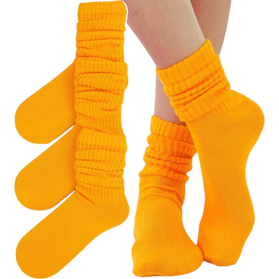 ToBeInStyle Pack Of 3 Of Colorful Unisex Fashion Slouch Socks - Gold - View 1