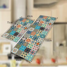 Kitchen Mat Set Anti-Slip Washable Kitchen Rug Pulley Set 2-Piece Anti-Fatigue Kitchen Floor Mats For Home Decor Office Standing Desk (E, 43x75+43x150 Cm) - Multicolor - View 4