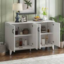 Nestfair Retro Sideboard With 4 Door Large Storage And Adjustable Shelves