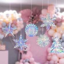 1PC*8" Iridescent Paper Ball Colorful Ornaments Party Neon For EID Ramadan Wedding Film Ball Birthday Honeycomb Decoration Home Decor Wooden Bead Garland Decor Frozen Party Mermaid Party