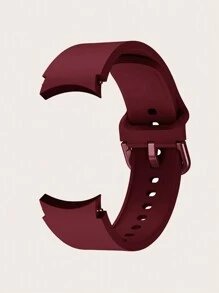 1pc Women's Burgundy Silicone Smart Watch Band With Colored Buckle, Compatible With 40/42/43/44/45/46/47mm Galaxy Watch 7/6/5/4