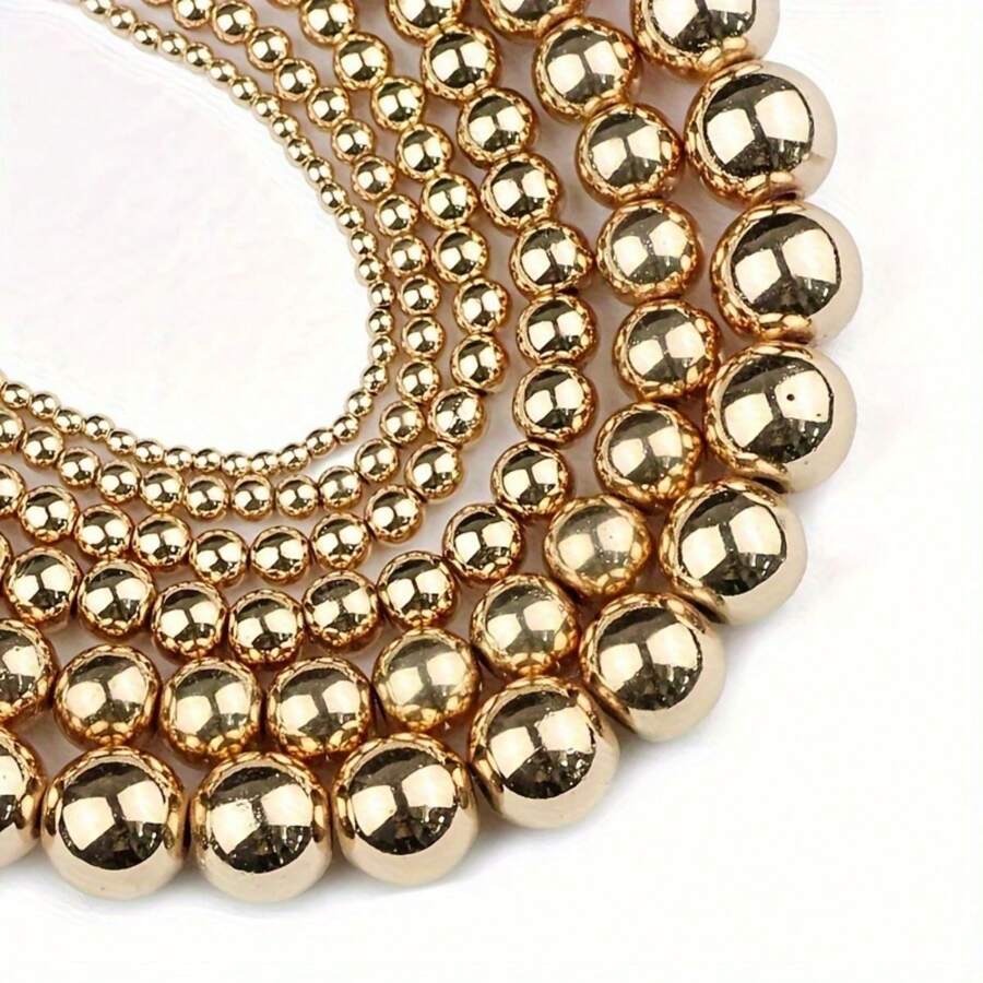 2-8mm天然赤鐵礦石珠子,適用於diy手鍊、項鍊、耳環和其他珠寶製作配件 - Golden - 查看 1