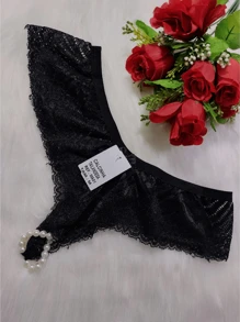 Women Crotchless Panties - 黑色 - 查看 1