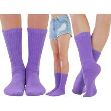 ToBeInStyle Pack Of 3 Of Colorful Unisex Fashion Slouch Socks - Lavender - View 3