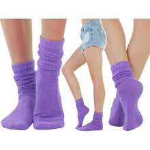 ToBeInStyle Pack Of 3 Of Colorful Unisex Fashion Slouch Socks - Lavender - View 2