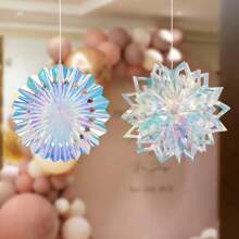 1PC*8" Iridescent Paper Ball Colorful Ornaments Party Neon For EID Ramadan Wedding Film Ball Birthday Honeycomb Decoration Home Decor Wooden Bead Garland Decor Frozen Party Mermaid Party