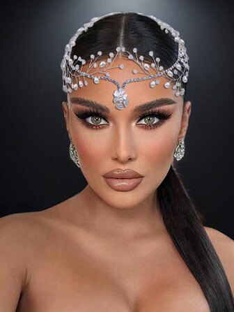 Crystal Rhinestone Bridal Forehead Band Headband For Women, Suitable For Parties And Dances Royal Tiaras
