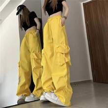 Pantalones Cyberpunk Hip Hop Pantalones cargo góticos negros - Amarillo - Ver 1