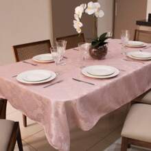 Toalha para Mesa de 4 lugares Quadrada 1,35 x 1,35m em Tecido Jacquard - Rosê - Visão 1