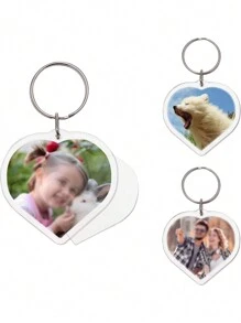 5/10/20/40 piezas Marco de fotos de acrílico transparente en forma octagonal y de corazón para llavero personalizado, gran opción para llaveros de fotos DIY como regalo, adecuado para obras de arte - Ver 4