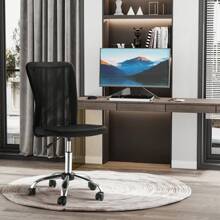 Vinsetto Mesh Office Chair, Desk Chair, Armless Swivel Computer Chair With Rolling Wheels For Study And Work - 黑色 - 查看 6