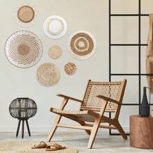 1pc' Rustic Hanging Boho Flat Woven Farmhouse Rattan Wall Decor Wall Basket For Living Room Bedroom Decoration(The Actual Object Shall Prevail),Home Decor ,Room Decor,Wall Decor