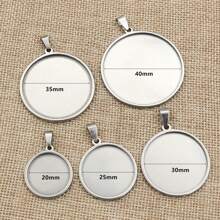 2 Miếng Mặt dây chuyền hình tròn Trống Cơ sở Cái mâm Hình chụp khung viền DIY Làm đồ trang sức Phụ kiện - màu thép - Xem 7