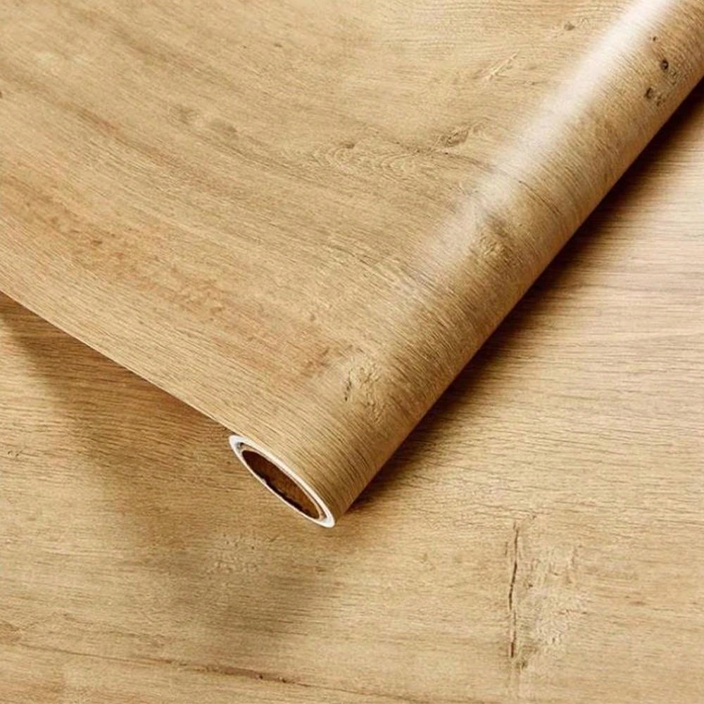 1 Roll Teak Wood Grain Removable Wallpaper, Pvc SelfAdhesive Wall