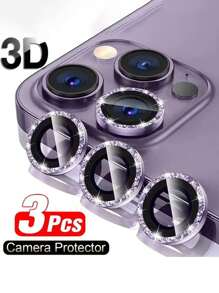3Pcs Camera Lens Protector Compatible With IPhone 11 12 13 Pro Max Mini 15 Pro Max Protective Glass Compatible With IPhone 14 Pro Max Camera Lens Glass - Purple - View 1