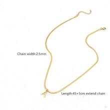 女性經典首字母方鏈項鍊 - 金黃色 - 查看 2