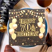 Cheers To 70 Years Old Cocktail Napkins Black And Golden, 20Pcs 70th Happy Birthday Napkins 6.5 Inches Disposable Party Napkins Guest Hand Towels Decorative Paper Beverage Napkins For Women And Men Back In 1954 Birthday Wedding Anniversary Party,Christmas - As Shown In the Figure - View 6