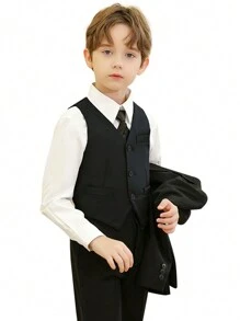 Tween Boy Gentleman Formal Suit Set - Black - View 3