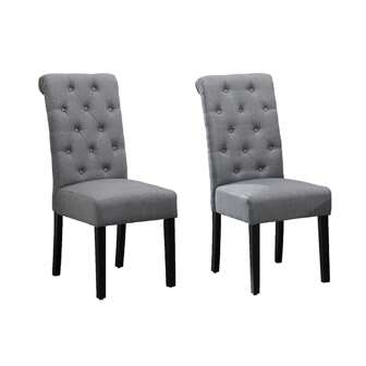 Button Tufted Dining Chairs Set Of 2, Linen Fabric For Dining Room Kitchen Living Room, High Back Upholstered With Black Wooden Legs For Home & Commercial Restaurants